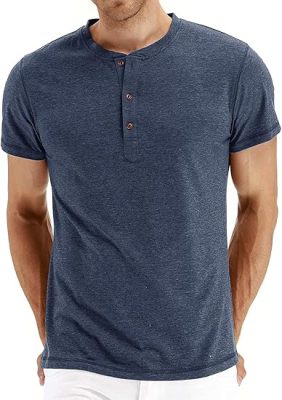 Sailwind Mens Henley Short Sleeve T-Shirt Cotton Casual Shirt
