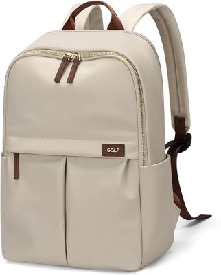 GOLF SUPAGS Laptop Backpack with Separate Laptop Compartment Water Resistant Computer Backpacks Fits 15 Inch Notebook Travel Work Bags for Women (Apricot)